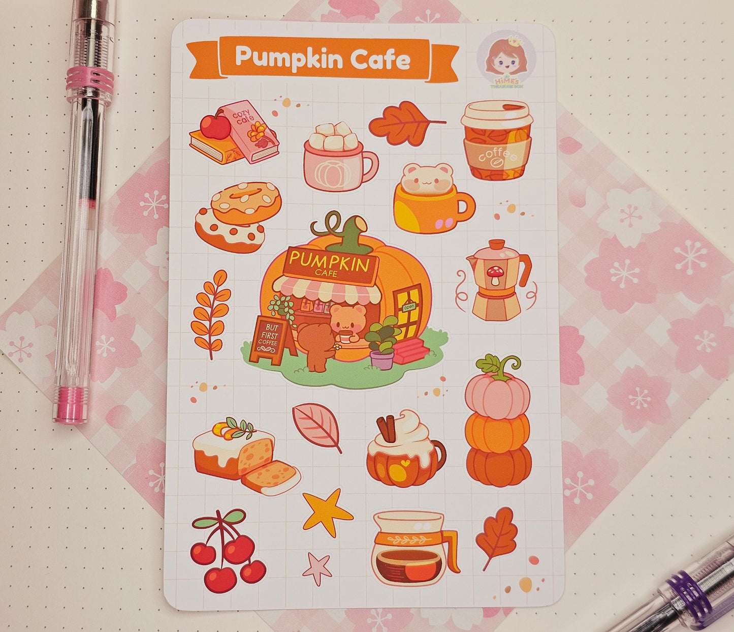 Pumpkin Cafe Sticker Sheet kawaii stationery