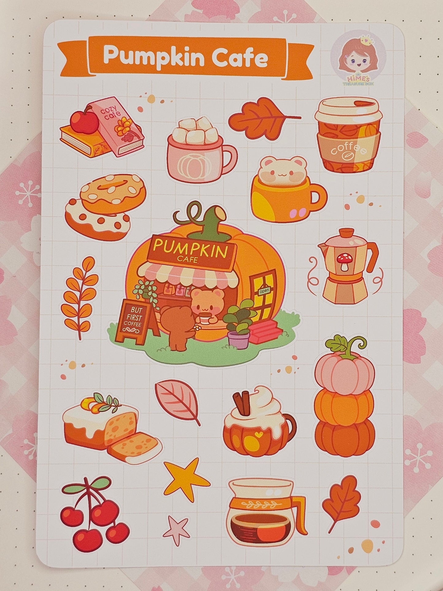 Pumpkin Cafe Sticker Sheet kawaii stationery