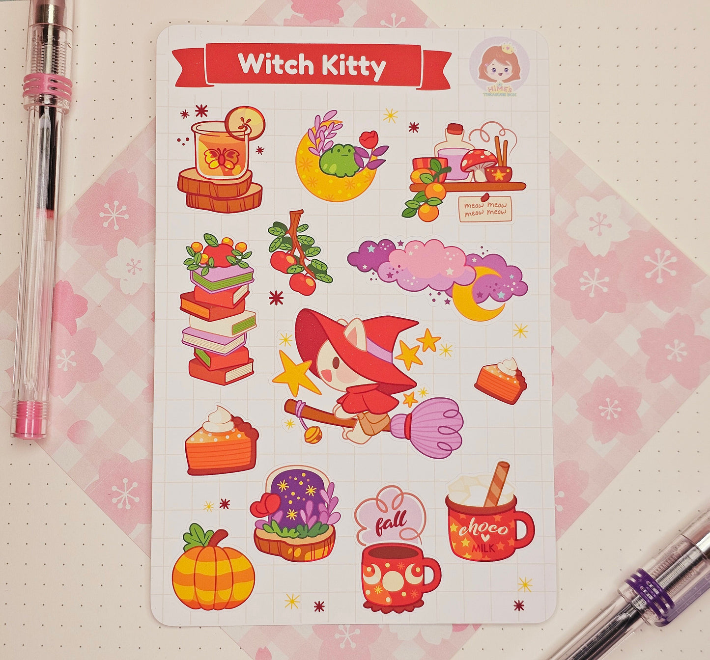 Witch Kitty Sticker Sheet kawaii astationery