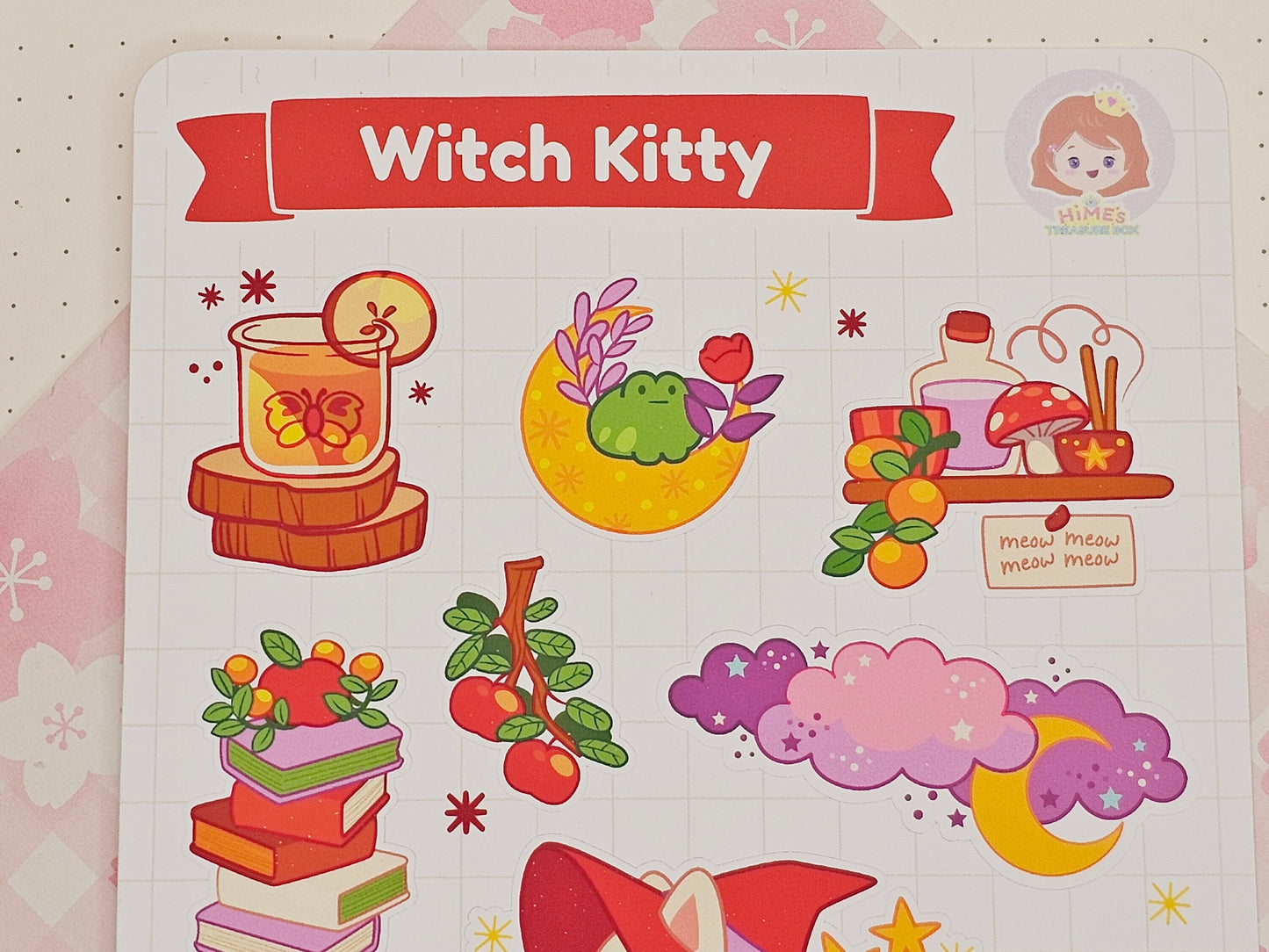 Witch Kitty Sticker Sheet kawaii astationery