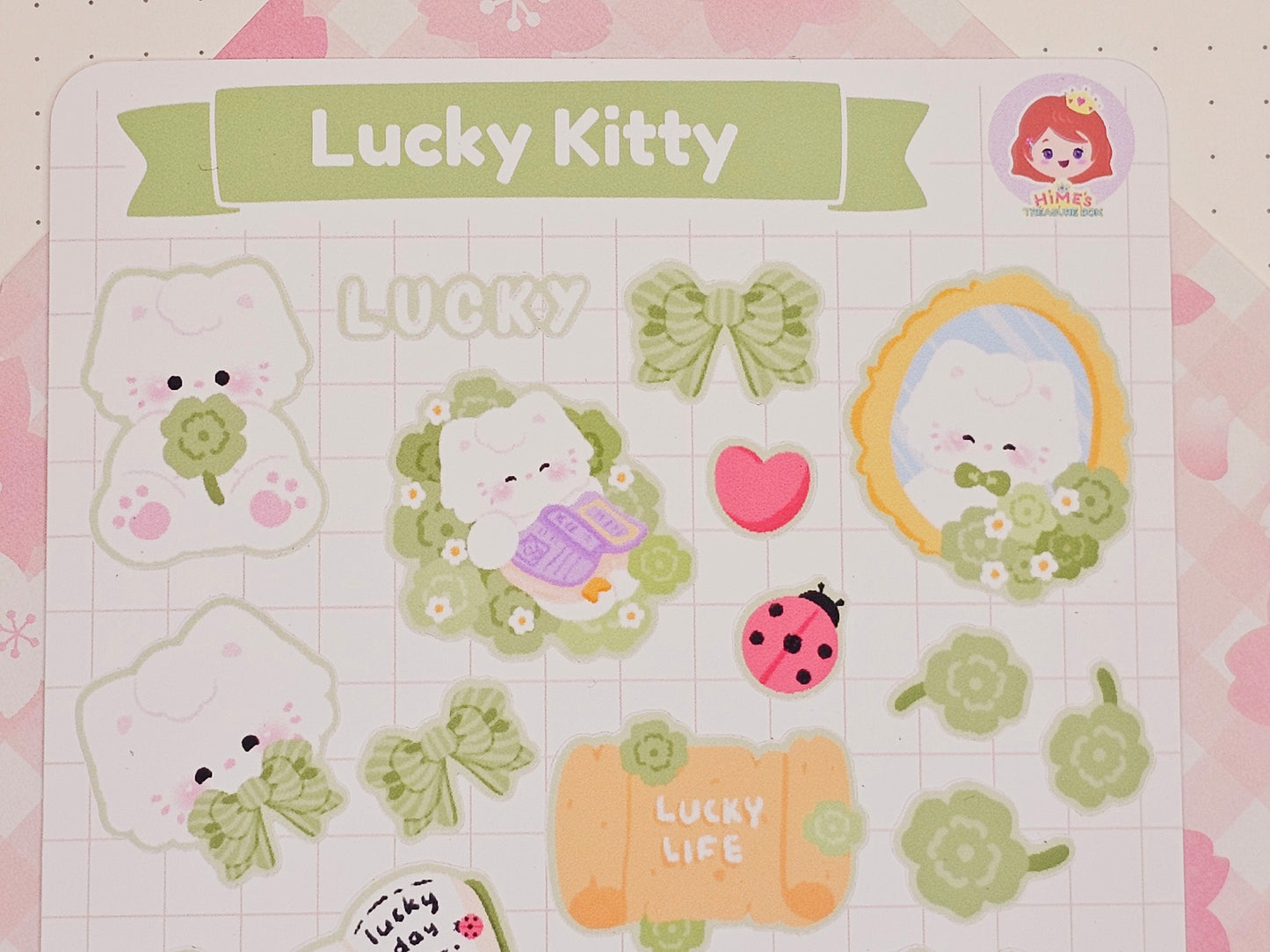 Lucky Kitty Sticker Sheet kawaii stationery