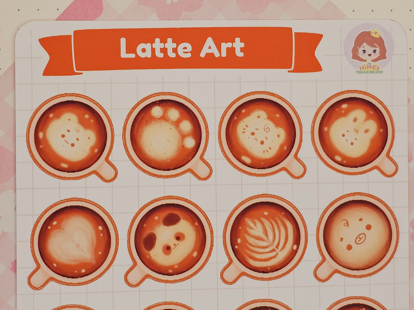 Latte Art Sticker Sheet kawaii stationery