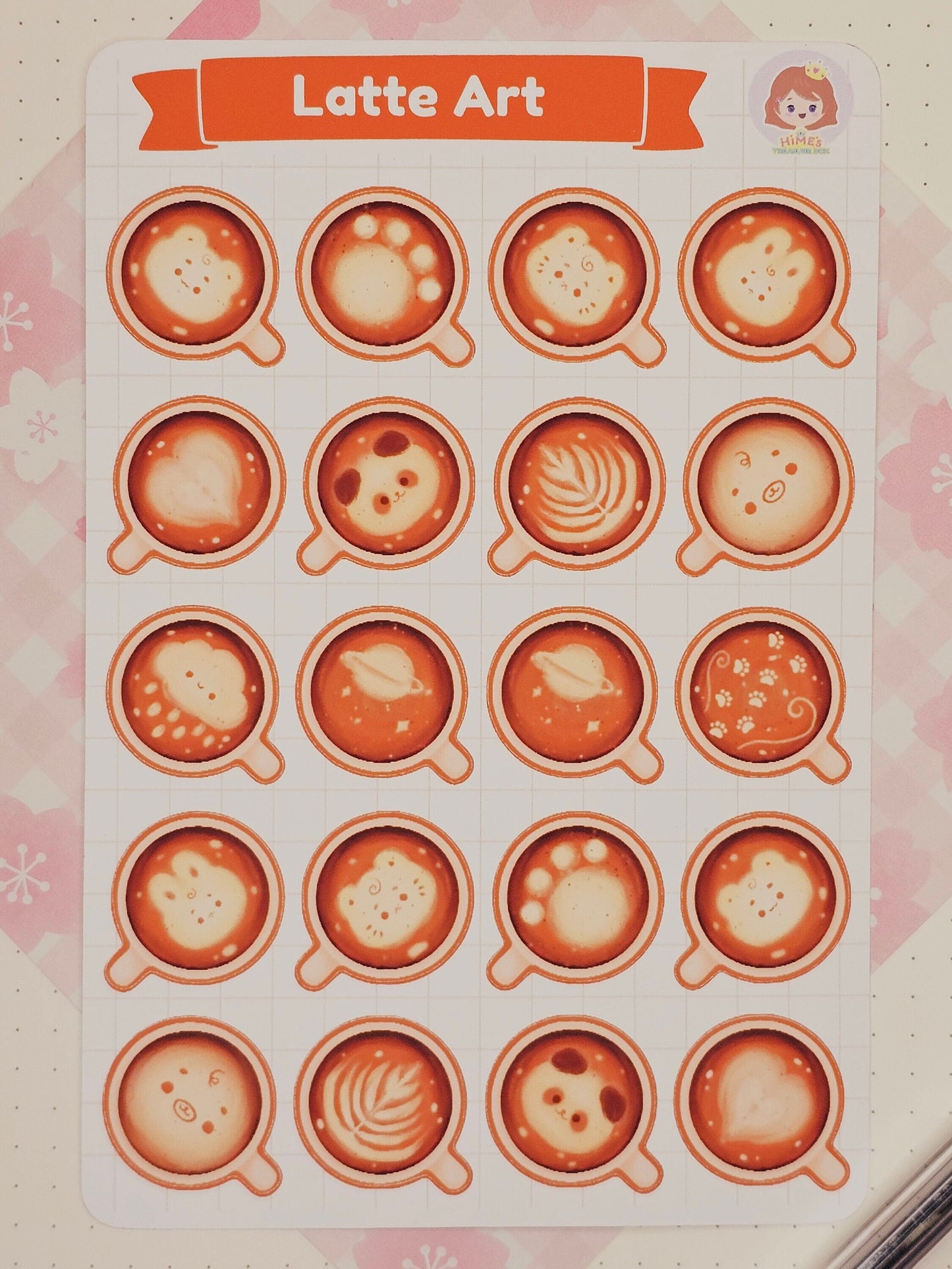 Latte Art Sticker Sheet kawaii stationery