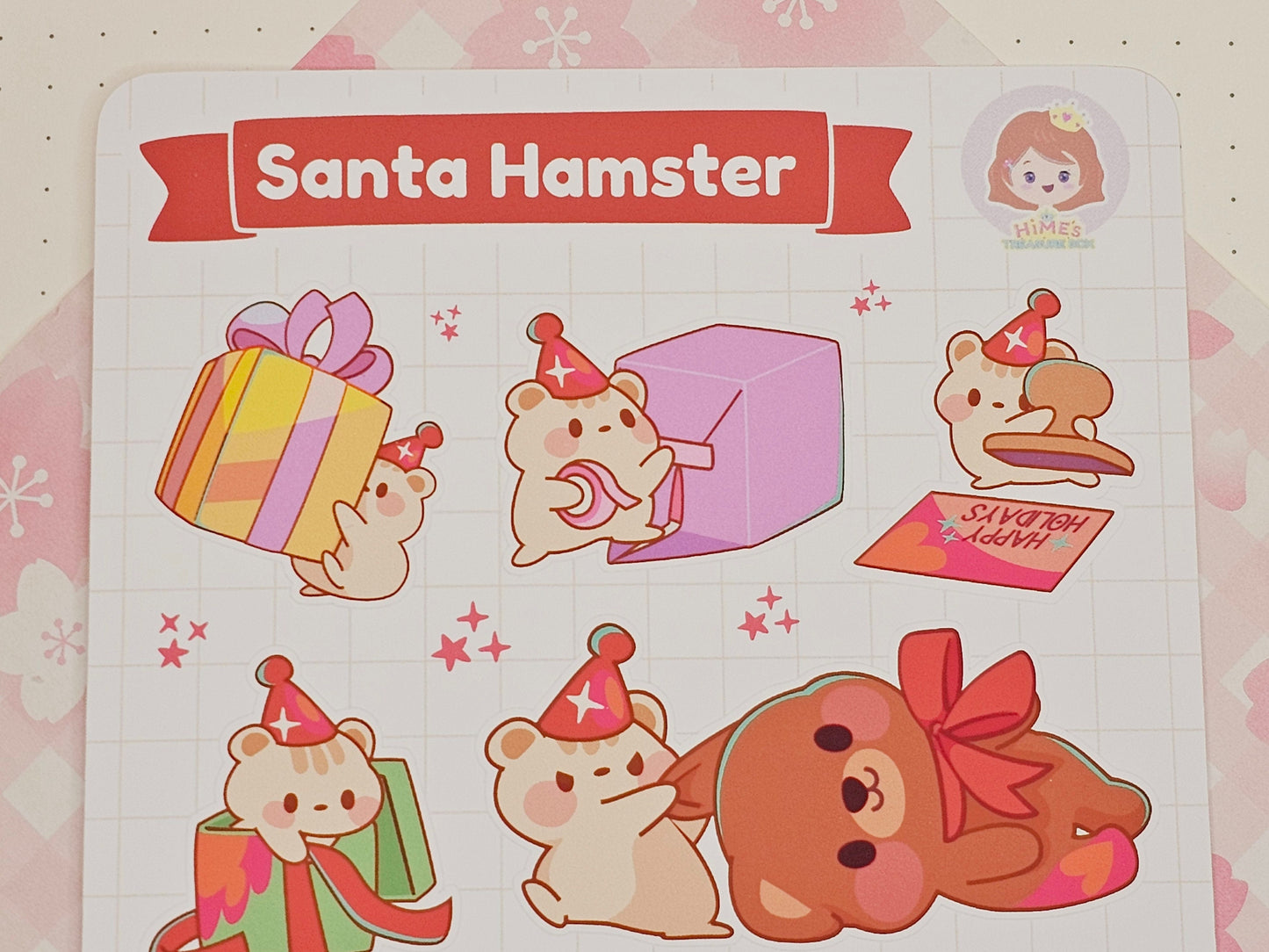 Santa Hamster Sticker Sheet kawaii stationery