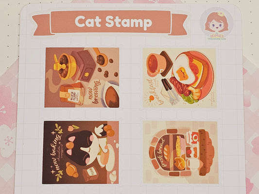 Cat Stamp Sticker Sheet kawaii stationery