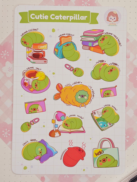 Cutie Caterpillar Sticker Sheet kawaii stationery