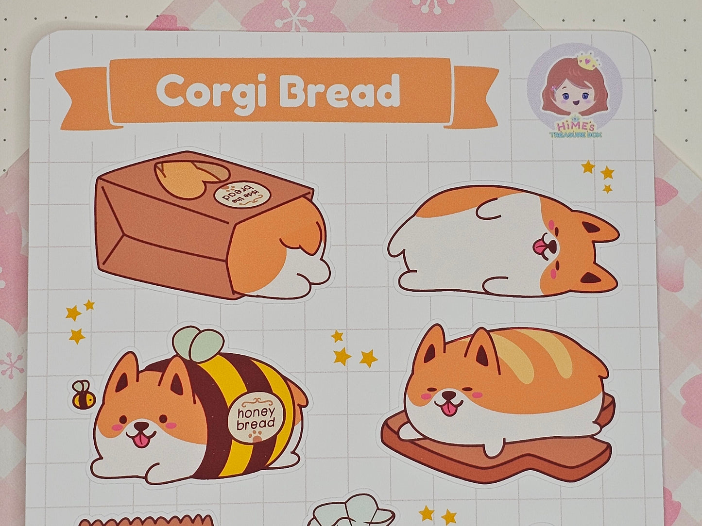 Corgi Bread Sticker Sheet kawaii stationery