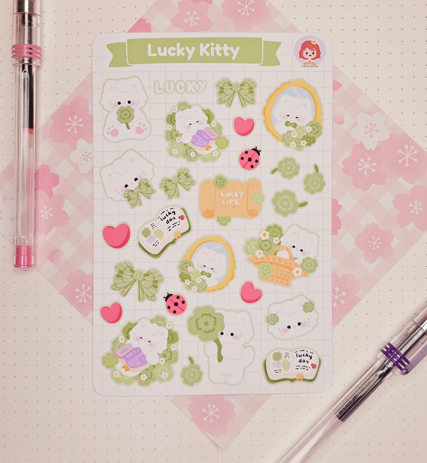 Lucky Kitty Sticker Sheet kawaii stationery