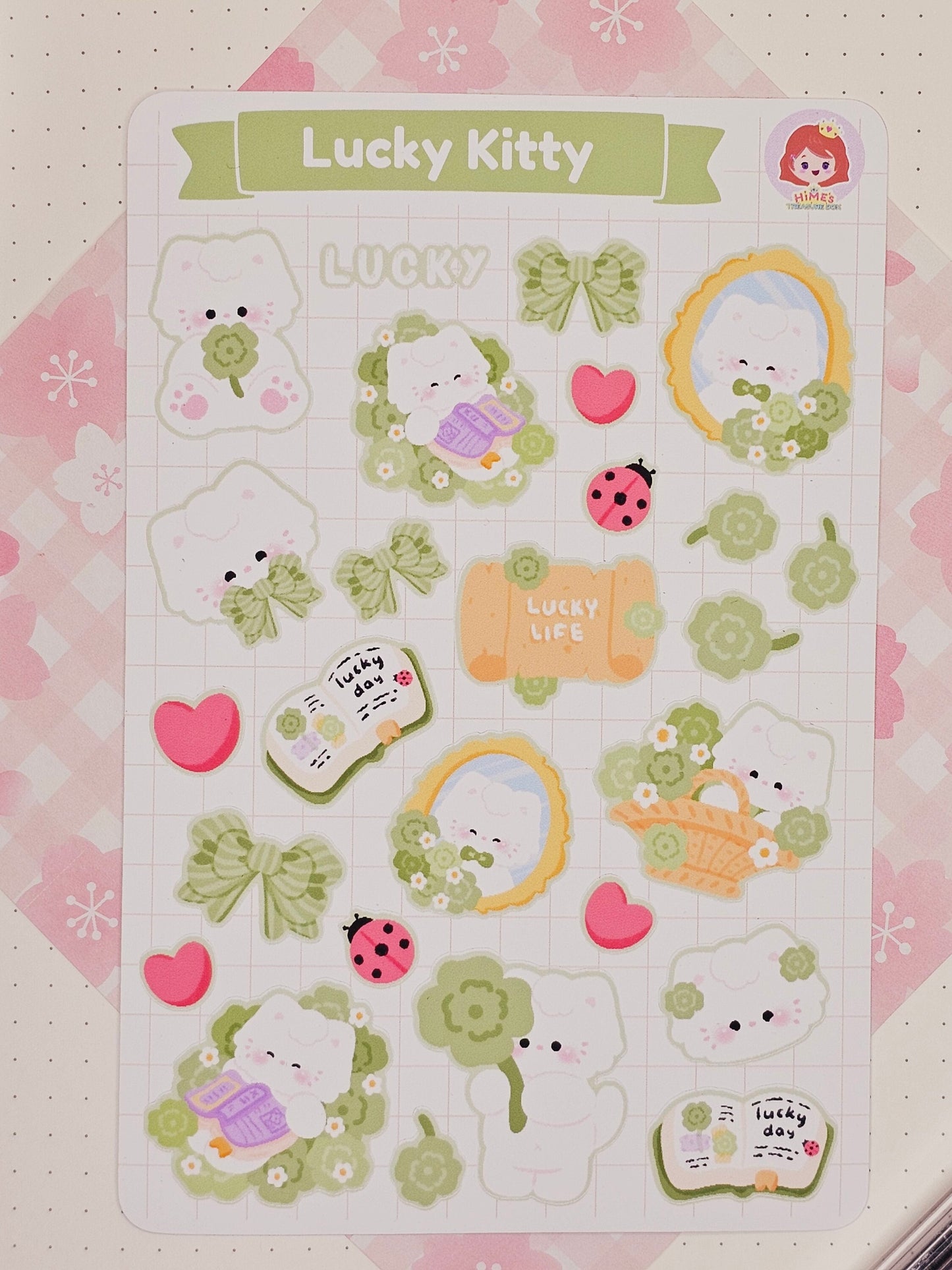 Lucky Kitty Sticker Sheet kawaii stationery