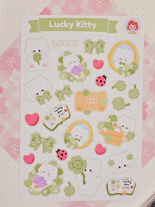 Lucky Kitty Sticker Sheet kawaii stationery