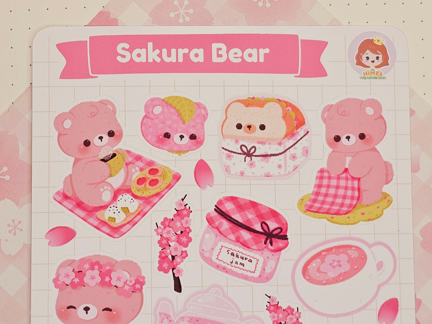 Sakura Bear Sticker Sheet kawaii stationery