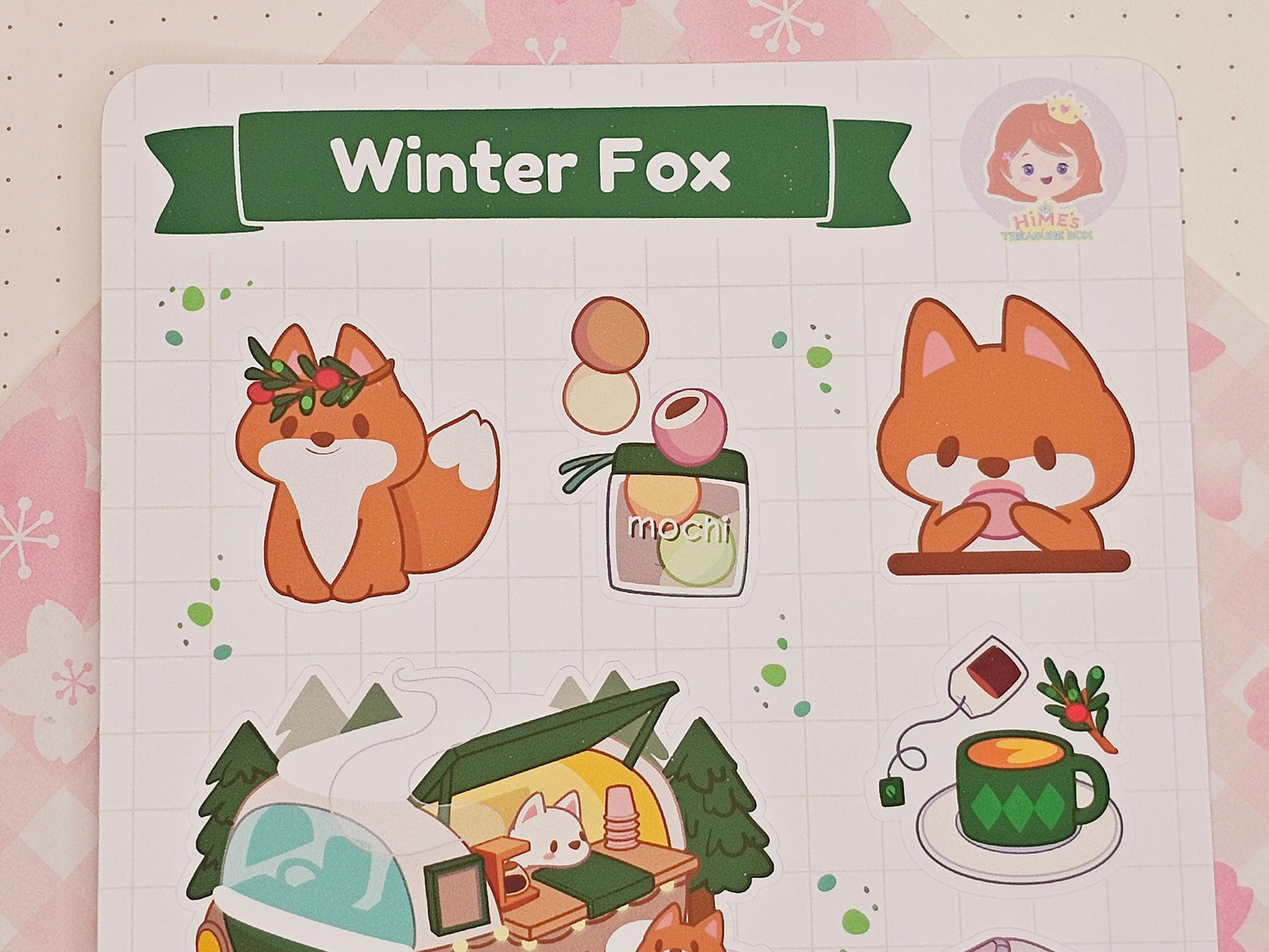 Winter Fox Sticker Sheet kawaii stationery