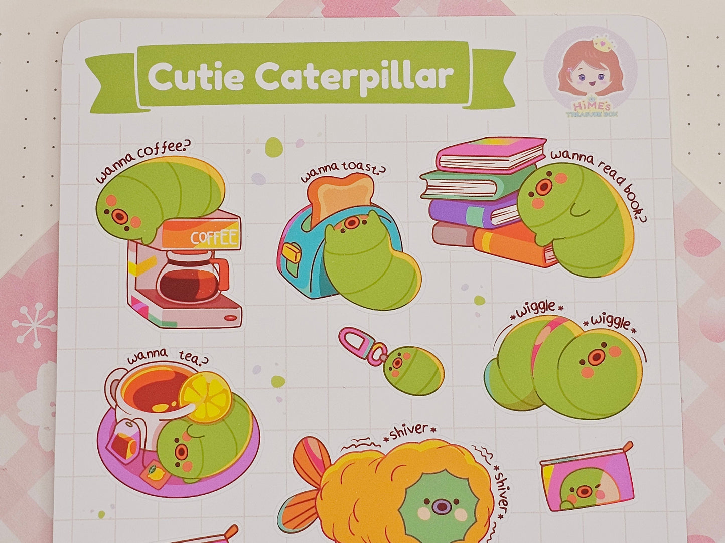 Cutie Caterpillar Sticker Sheet kawaii stationery