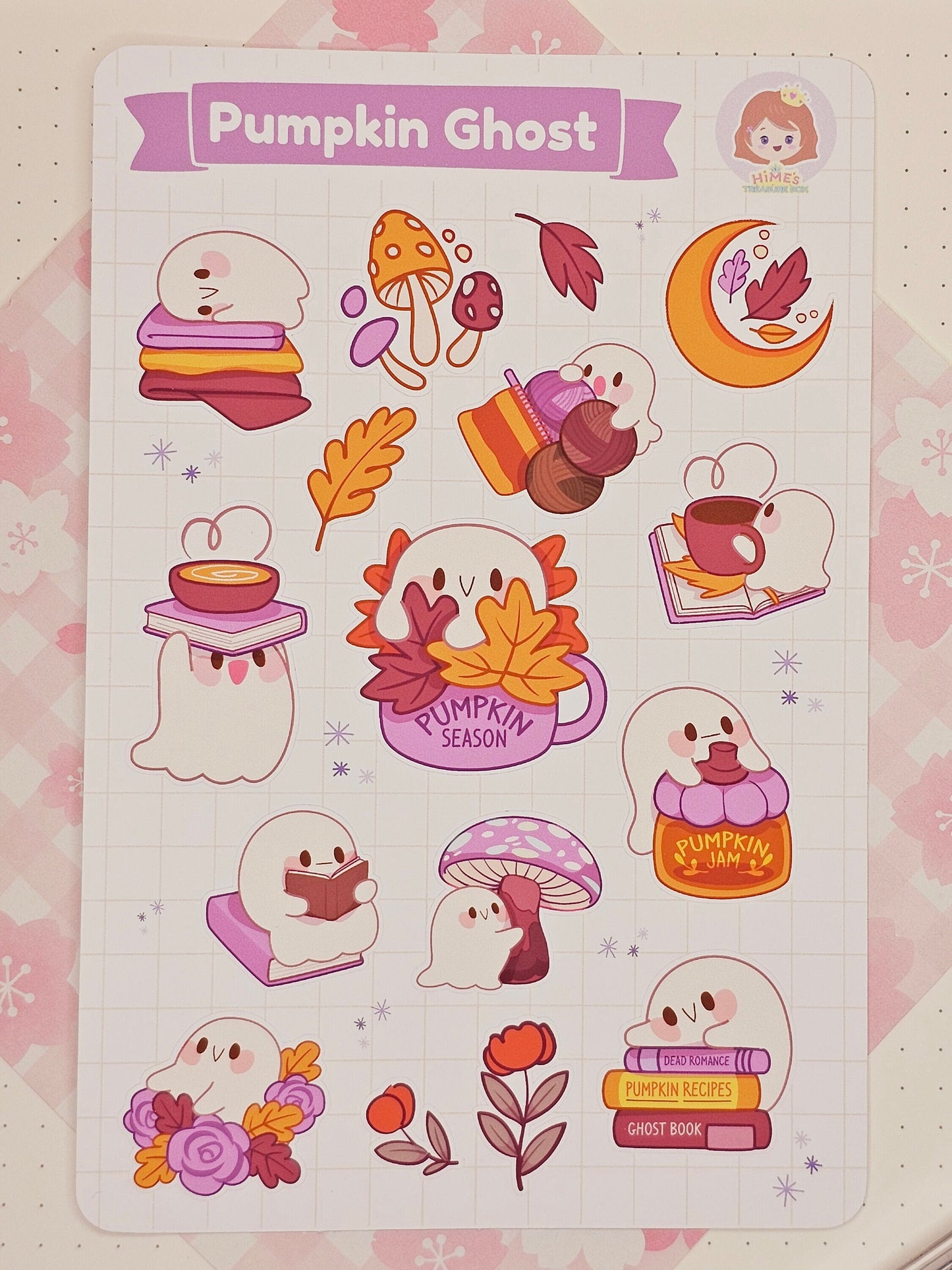 Pumpkin Ghost Sticker Sheet kawaii stationery