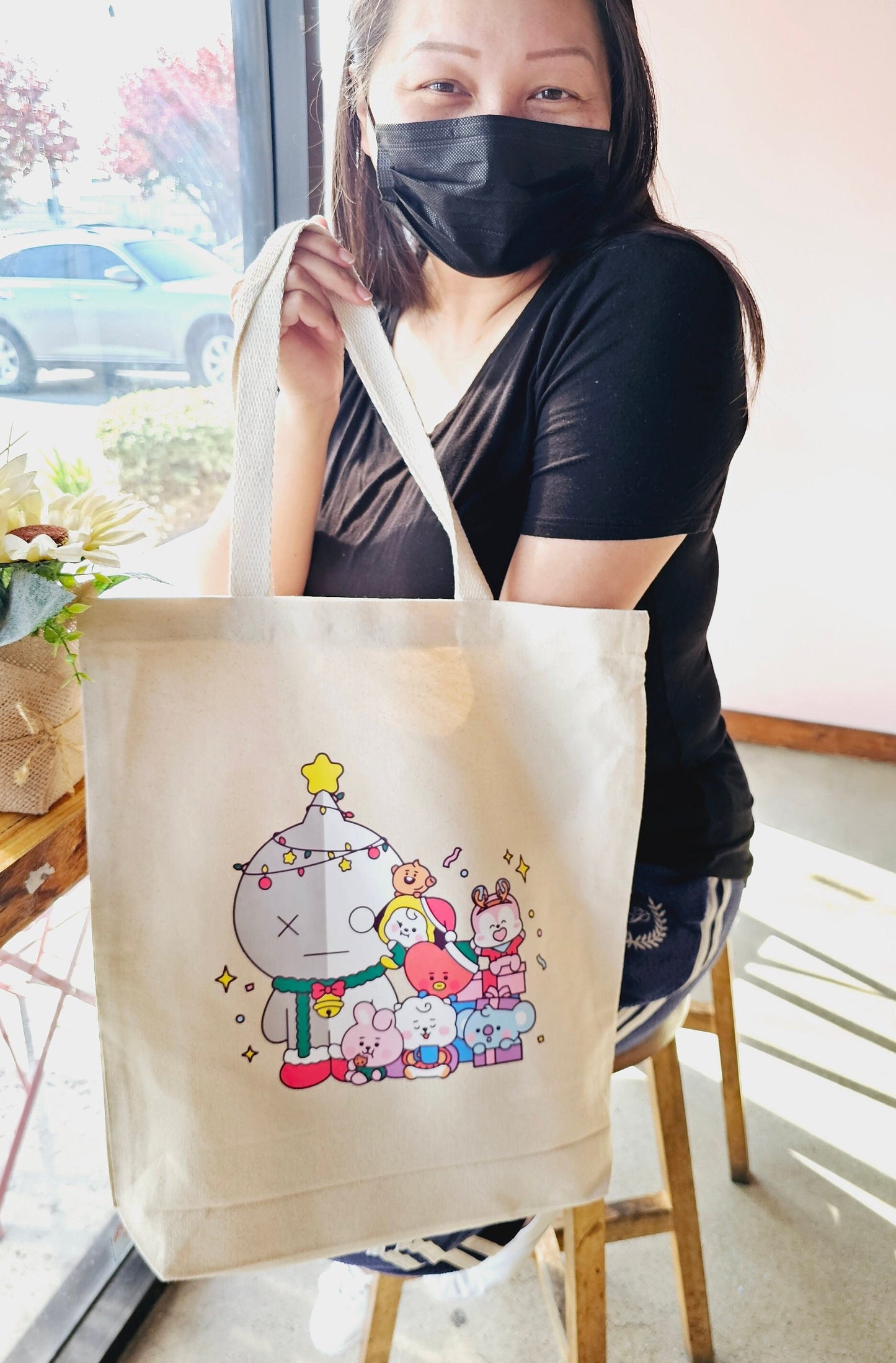 BT21 Christmas Edition Canvas Tote Bag with gusset Double-Sided print