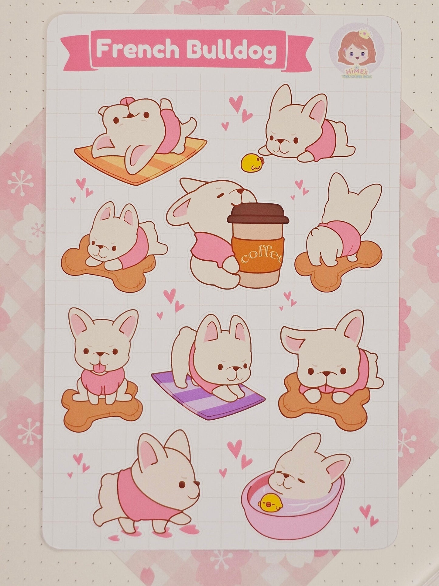 French Bulldog Sticker Sheet kawaii stationery