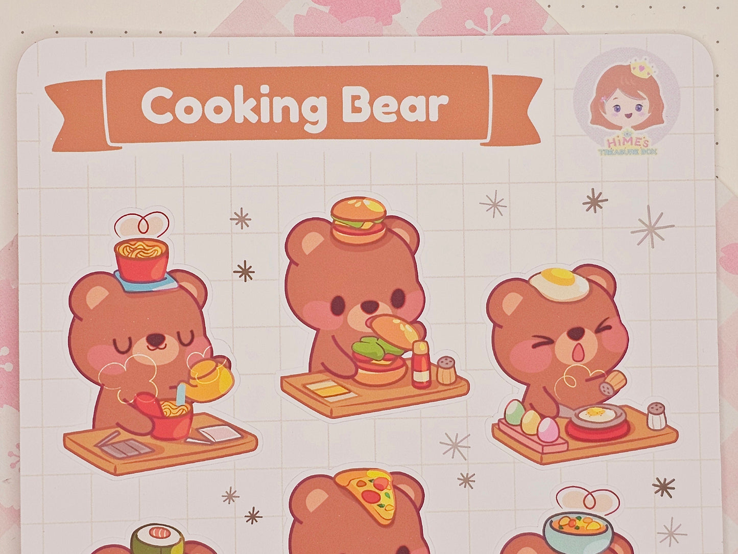 Cooking Bear Sticker Sheet kawaii stationery